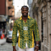 South Africa Indebe Yomhlaba Custom Long Sleeve Button Shirt Ndebele Art Gold Edition
