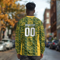 South Africa Indebe Yomhlaba Custom Long Sleeve Shirt Ndebele Art Gold Edition
