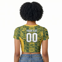 South Africa Indebe Yomhlaba Custom Raglan Cropped T shirt Ndebele Art Gold Edition