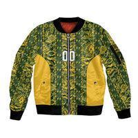 South Africa Indebe Yomhlaba Custom Sleeve Zip Bomber Jacket Ndebele Art Gold Edition
