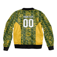South Africa Indebe Yomhlaba Custom Sleeve Zip Bomber Jacket Ndebele Art Gold Edition