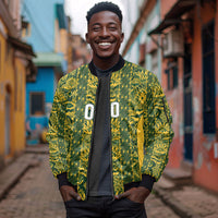 South Africa Indebe Yomhlaba Custom Sleeve Zip Bomber Jacket Ndebele Art Gold Edition