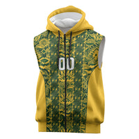 South Africa Indebe Yomhlaba Custom Sleeveless Zip Hoodie Ndebele Art Gold Edition