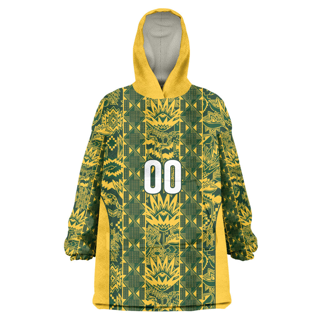 South Africa Indebe Yomhlaba Custom Wearable Blanket Hoodie Ndebele Art Gold Edition