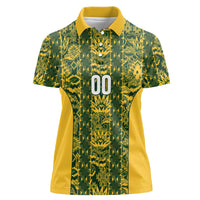 South Africa Indebe Yomhlaba Custom Women Polo Shirt Ndebele Art Gold Edition