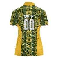 South Africa Indebe Yomhlaba Custom Women Polo Shirt Ndebele Art Gold Edition