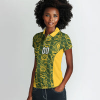 South Africa Indebe Yomhlaba Custom Women Polo Shirt Ndebele Art Gold Edition