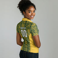 South Africa Indebe Yomhlaba Custom Women Polo Shirt Ndebele Art Gold Edition