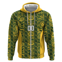 South Africa Indebe Yomhlaba Custom Zip Hoodie Ndebele Art Gold Edition