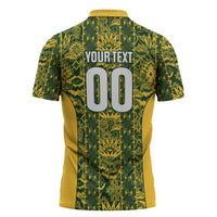 South Africa Indebe Yomhlaba Custom Zipper Polo Shirt Ndebele Art Gold Edition