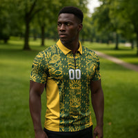 South Africa Indebe Yomhlaba Custom Zipper Polo Shirt Ndebele Art Gold Edition