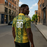 South Africa Indebe Yomhlaba Custom Zipper Polo Shirt Ndebele Art Gold Edition