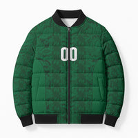 South Africa Indebe Yomhlaba Custom Bomber Puffer Jacket Ndebele Art Green Edition