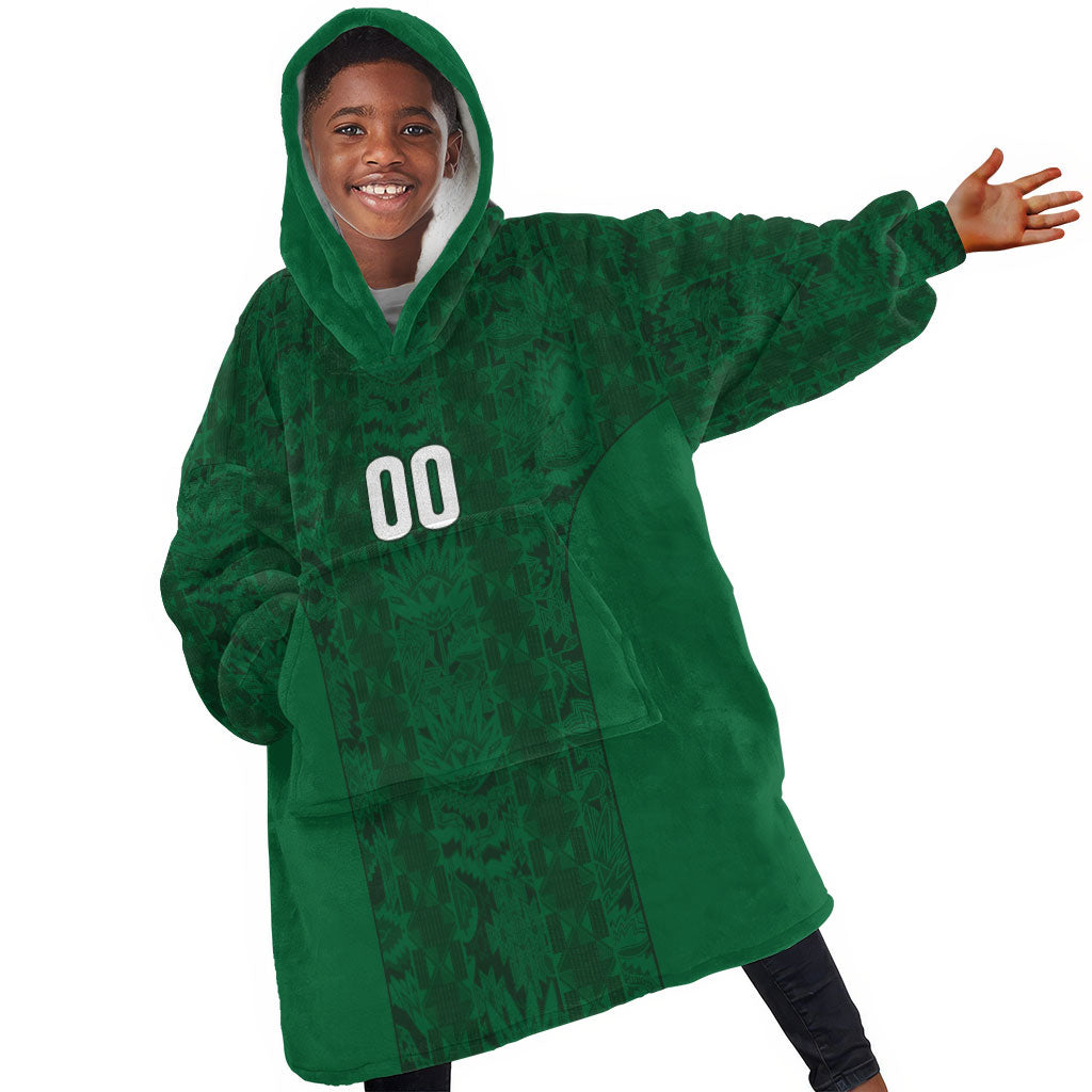 South Africa Indebe Yomhlaba Custom Kid Wearable Blanket Hoodie Ndebele Art Green Edition