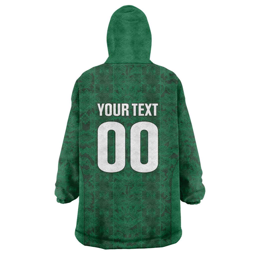 South Africa Indebe Yomhlaba Custom Kid Wearable Blanket Hoodie Ndebele Art Green Edition