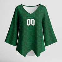 South Africa Indebe Yomhlaba Custom Kimono Sleeve Blouse Ndebele Art Green Edition