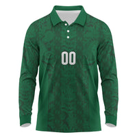 South Africa Indebe Yomhlaba Custom Long Sleeve Polo Shirt Ndebele Art Green Edition