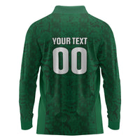 South Africa Indebe Yomhlaba Custom Long Sleeve Polo Shirt Ndebele Art Green Edition