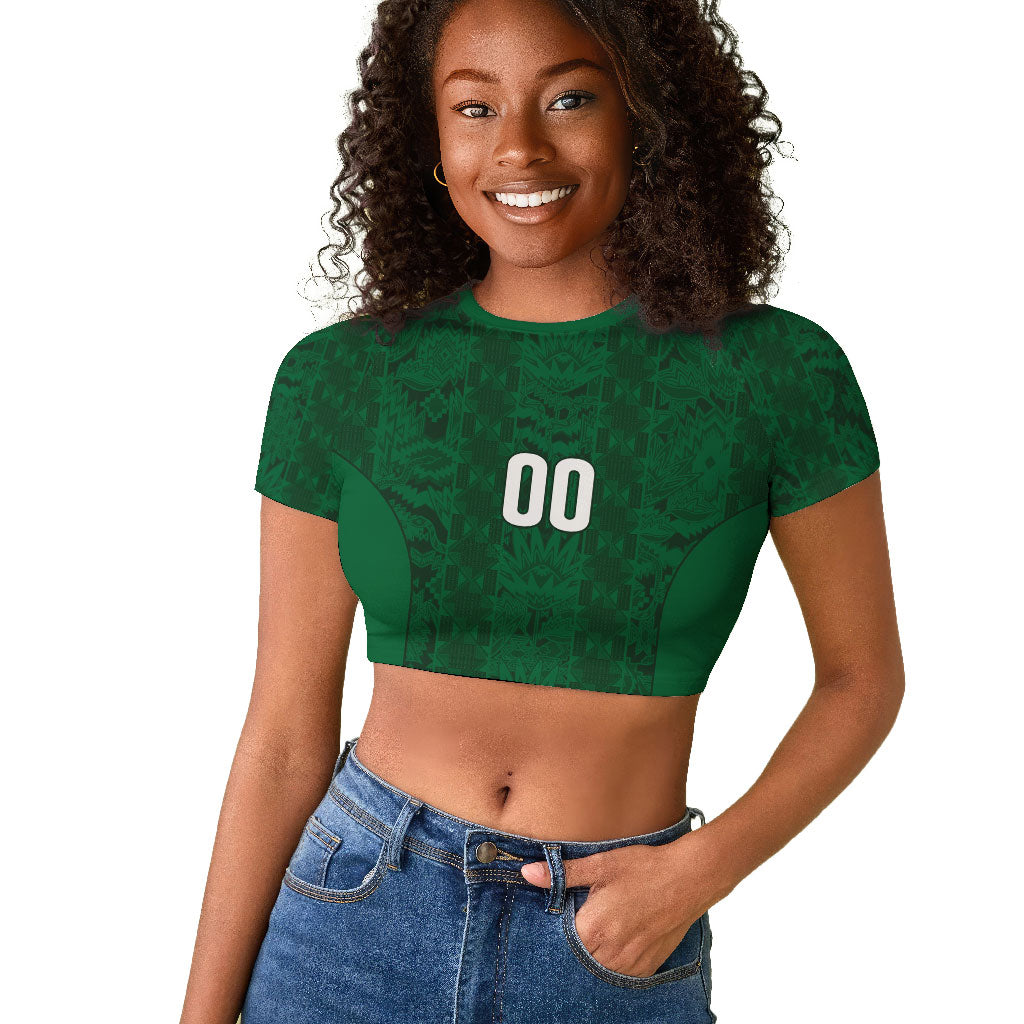 South Africa Indebe Yomhlaba Custom Raglan Cropped T shirt Ndebele Art Green Edition