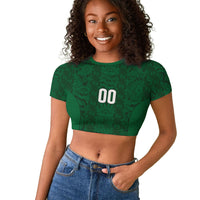 South Africa Indebe Yomhlaba Custom Raglan Cropped T shirt Ndebele Art Green Edition