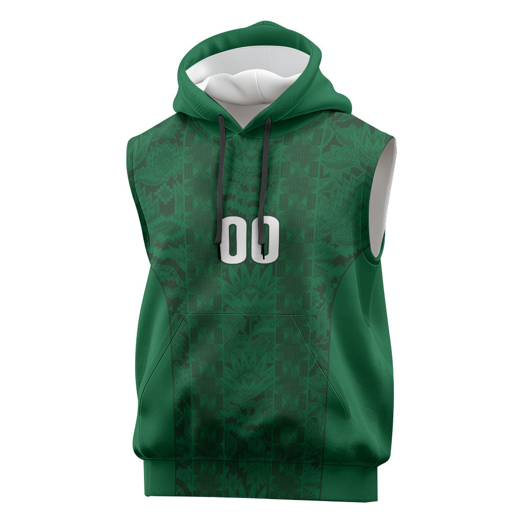 South Africa Indebe Yomhlaba Custom Sleeveless Hoodie Ndebele Art Green Edition
