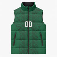 South Africa Indebe Yomhlaba Custom Sleeveless Puffer Jacket Ndebele Art Green Edition