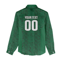 South Africa Indebe Yomhlaba Custom Women Casual Shirt Ndebele Art Green Edition