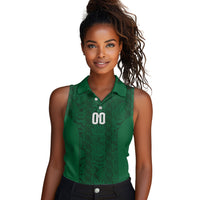 South Africa Indebe Yomhlaba Custom Women Sleeveless Polo Shirt Ndebele Art Green Edition