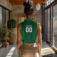 South Africa Indebe Yomhlaba Custom Women Sleeveless Polo Shirt Ndebele Art Green Edition