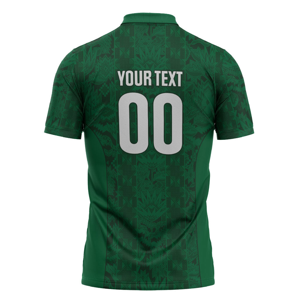 South Africa Indebe Yomhlaba Custom Zipper Polo Shirt Ndebele Art Green Edition