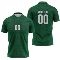 South Africa Indebe Yomhlaba Custom Zipper Polo Shirt Ndebele Art Green Edition