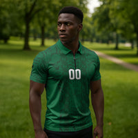 South Africa Indebe Yomhlaba Custom Zipper Polo Shirt Ndebele Art Green Edition