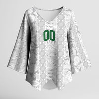 South Africa Indebe Yomhlaba Custom Kimono Sleeve Blouse Ndebele Art White Edition