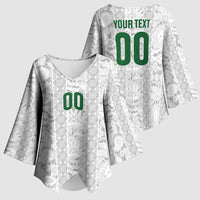 South Africa Indebe Yomhlaba Custom Kimono Sleeve Blouse Ndebele Art White Edition