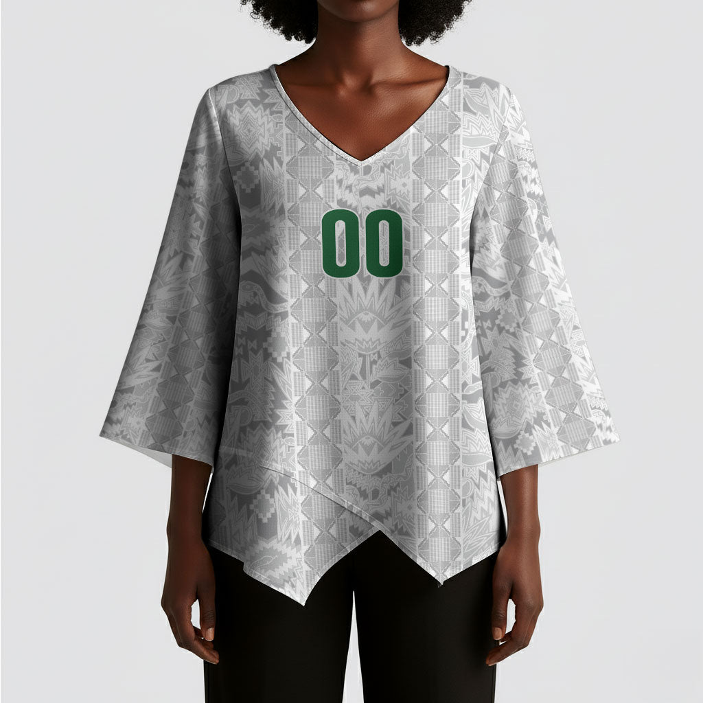 South Africa Indebe Yomhlaba Custom Kimono Sleeve Blouse Ndebele Art White Edition