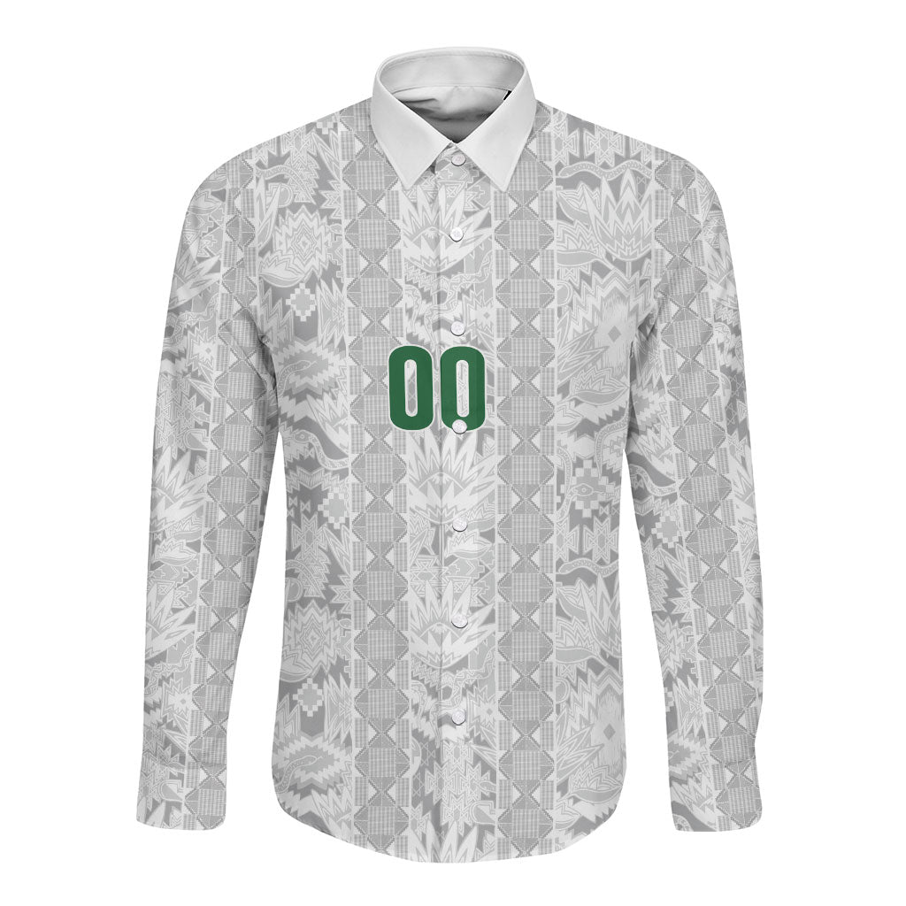 South Africa Indebe Yomhlaba Custom Long Sleeve Button Shirt Ndebele Art White Edition
