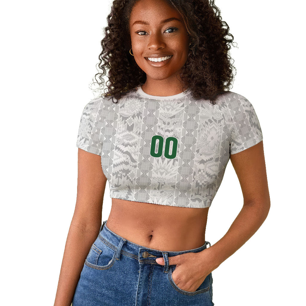 South Africa Indebe Yomhlaba Custom Raglan Cropped T shirt Ndebele Art White Edition
