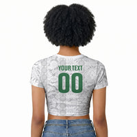 South Africa Indebe Yomhlaba Custom Raglan Cropped T shirt Ndebele Art White Edition