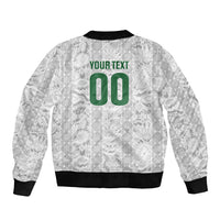 South Africa Indebe Yomhlaba Custom Sleeve Zip Bomber Jacket Ndebele Art White Edition