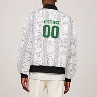 South Africa Indebe Yomhlaba Custom Sleeve Zip Bomber Jacket Ndebele Art White Edition