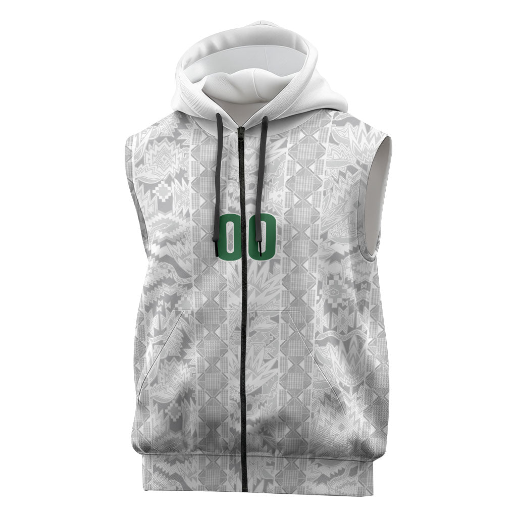 South Africa Indebe Yomhlaba Custom Sleeveless Zip Hoodie Ndebele Art White Edition