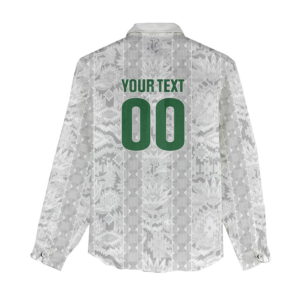 South Africa Indebe Yomhlaba Custom Women Casual Shirt Ndebele Art White Edition