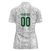 South Africa Indebe Yomhlaba Custom Women Polo Shirt Ndebele Art White Edition