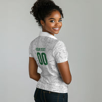 South Africa Indebe Yomhlaba Custom Women Polo Shirt Ndebele Art White Edition