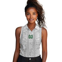 South Africa Indebe Yomhlaba Custom Women Sleeveless Polo Shirt Ndebele Art White Edition
