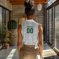 South Africa Indebe Yomhlaba Custom Women Sleeveless Polo Shirt Ndebele Art White Edition