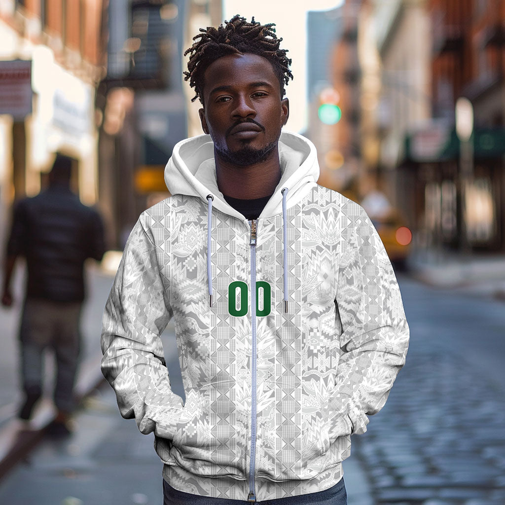 South Africa Indebe Yomhlaba Custom Zip Hoodie Ndebele Art White Edition