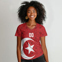 Tunisia Custom Women V-Neck T-Shirt Carthage Heritage Edition