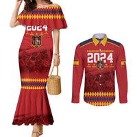 Custom Espana Campeon De Europa Couples Matching Mermaid Dress and Long Sleeve Button Shirt Spain History Champions