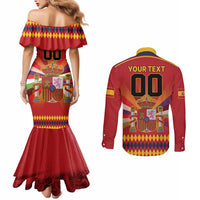 Custom Espana Campeon De Europa Couples Matching Mermaid Dress and Long Sleeve Button Shirt Spain History Champions